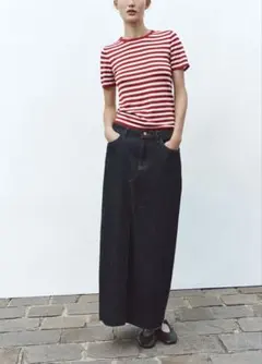ZARA ストライプニットショートスリーブトップス 新品のサムネイル