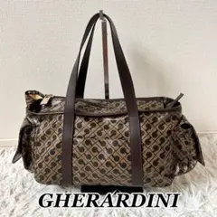 GHERARDINI トートバッグ ミニボストン ブラウン ソフティ ナイロン