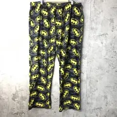 di16古着　柄パンツ　パジャマパンツ　バットマン　マーベル　アメコミ　黒