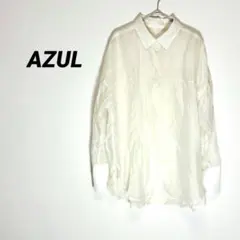 4872U アズール 長袖シアーシャツ オフホワイト 白 透け感 薄手 春夏秋