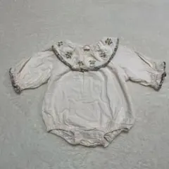 テータテート ロンパース 70 小花柄 刺繍 クリームカラー バースデイ