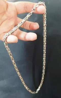 メンズ ビザンチンチェーン ネックレス シルバーカラー steel 55 cm.