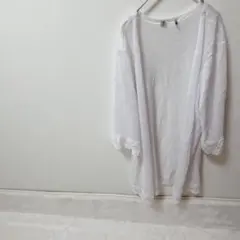 1点もの✨ホワイト 【フリー】カーディガン 五分袖　お出かけ　デート　大人女子