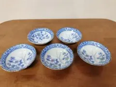 【未使用】青い花柄 皿 5枚セット