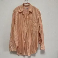 オレンジストライプ長袖シャツ