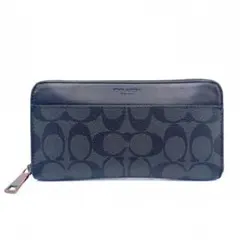 コーチ 長財布 シグネチャー レザー PVC ブラック グレー F58112