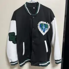 刺繍スタジャン ブラック/ホワイト M