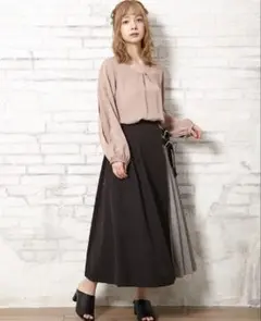 INGNI サイドベルトチェック柄プリーツ切替 スカート