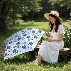 晴雨兼用折り畳傘 バラ　グレー　遮光　UV99%カット　新品