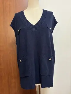 プチオンフルール　ツイードVネックベスト　大きいサイズ