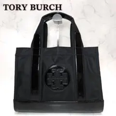 良品 トリーバーチ エラ エナメル トートバッグ デカロゴ ブラック ナイロンのサムネイル