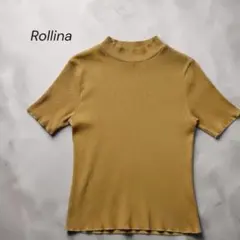 Rollina ロリーナ コットン リブ ボトルネック カットソー マスタード