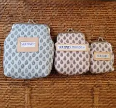 ソレイアード がま口 ポーチ セット ニューデリ 水色 ピンク キルト デシャン