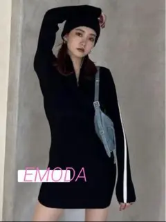 EMODA ハイネックニットワンピース ブラック