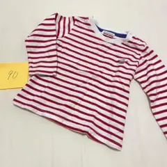 Branshes 赤と白のストライプ Tシャツ 90