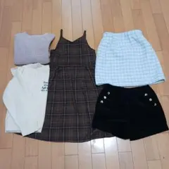 秋冬　女児　ガールズ　140cm チェック柄キャミソールドレス等５点おまとめ