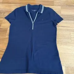 トミーヒルフィガー 半袖M ネイビー Vネック カットソー