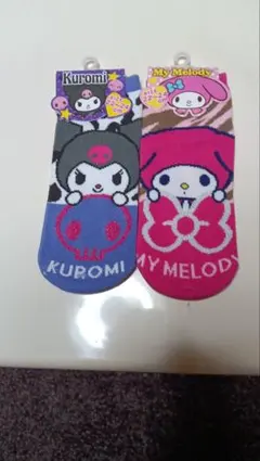 新品Kuromi & My Melody キャラクターくるぶし靴下