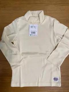 ミキハウス　クリーム色タートルネック長袖カットソー 100