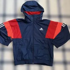 adidas フード付きジャケット 140cm ネイビー レッド