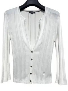 美品　バーバリーロンドン　金ボタン　ロゴ刺繍 コットンカーディガン　サイズM