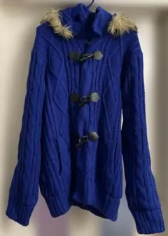 more core division MCD ケーブルニットダッフルコートブルー