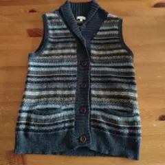 AIGLE M ニットベスト ストライプ レディースM