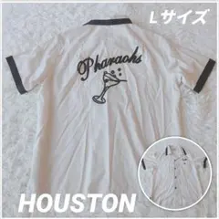 HOUSTON ヒューストン ボーリングシャツ オープンカラー チェーン刺繍 Lのサムネイル