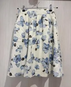 花柄 膝丈 フレア スカート