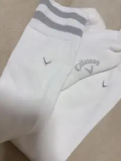 Callaway ホワイト ストライプ ニーハイソックス