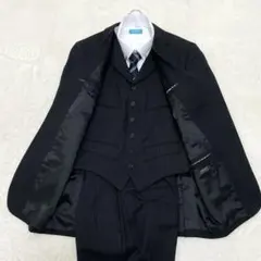 【美品】バーバリーブラックレーベル 3ピース スーツ ブラック ストラップ S