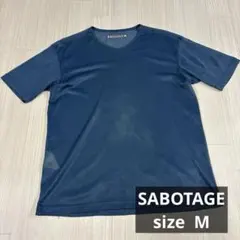 SABOTAGE ネイビー Vネック Tシャツ　シアー　90sのサムネイル