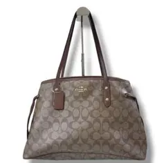 COACH コーチ　シグネチャー PVC トートバッグ　キャメルブラウン