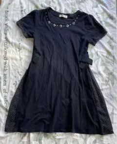 ギャラリービスコンティ　半袖ワンピース　ラインストーン　サイドリボン