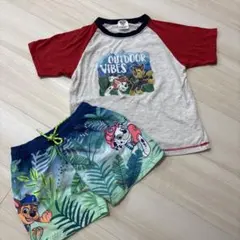 【パウパトロール 120cm上下】水着ボトムス短パン&パジャマTシャツ