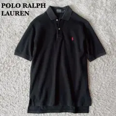 ポロラルフローレン 半袖ポロニット ポニー刺繍 黒ブラック