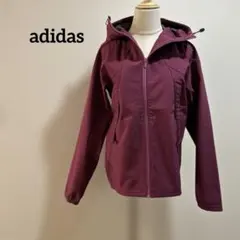 【美品】adidas ナイロンジャケット M バーガンディ フード ブルゾン