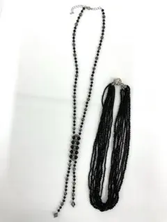 40.639【ネックレス　2本セット】ヴィンテージ　アンティーク　黒