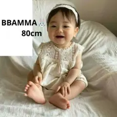 【8/15まで】新品　韓国子ども服　BBAMMAレース　ロンパース　80㎝のサムネイル