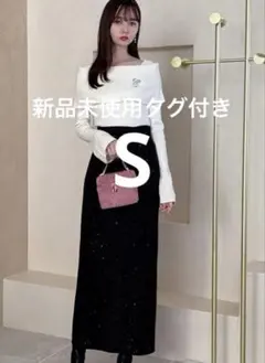 GRL 完売品 ラメスパンコールツイードタイトスカート[dk1299] ブラック