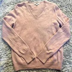 ユニクロ UNIQLO Vニット セーター　カシミヤ、100% ピンク