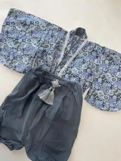 【美品】ベビー用 花柄 袴ロンパース 80cm