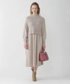 ○★新品 未使用 ブルーレーベル コットンバルキーアクリルMIXワンピース 38