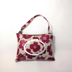 おしりふきポーチ　ウェットティッシュポーチ　赤いお花柄