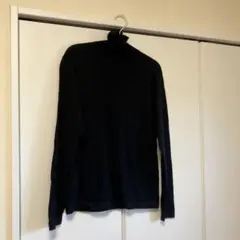 無印　ブラック タートルネックニット 長袖　M