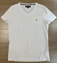 【訳あり】トミーヒルフィガー Vネック 半袖Tシャツ 白 メンズ M
