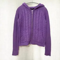 美品✦INGNI ニットジップフーディパーカー Mパープル ショート丈