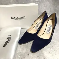 ネブローニ　NEBULONI E　スウェード　パンプス　ヒール　ネイビー　36のサムネイル