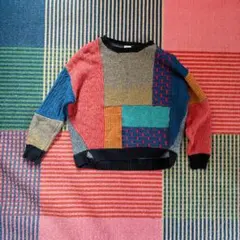 bulle de savonパッチワーク ニットセーター