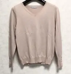 Vネック ニット ベビーピンク